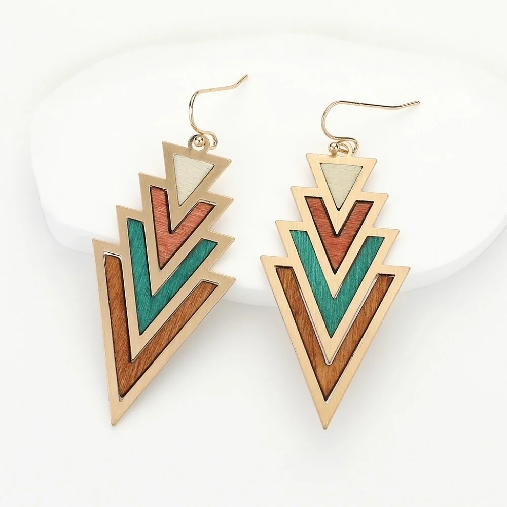 NEW Wood Arrow Teal Boho Dangle Earrings